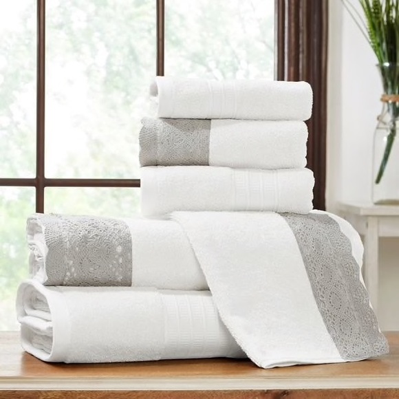 Cottage Lane Cotton Lace Hem Towel 6-Piece Set